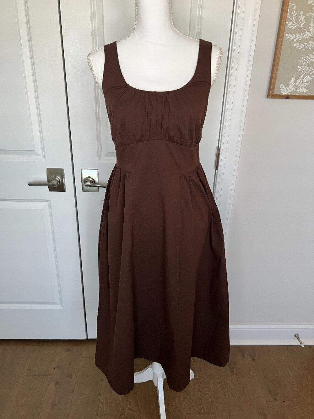 Women's Corset Smock Midi Dress - A New Day™ Brown Size S